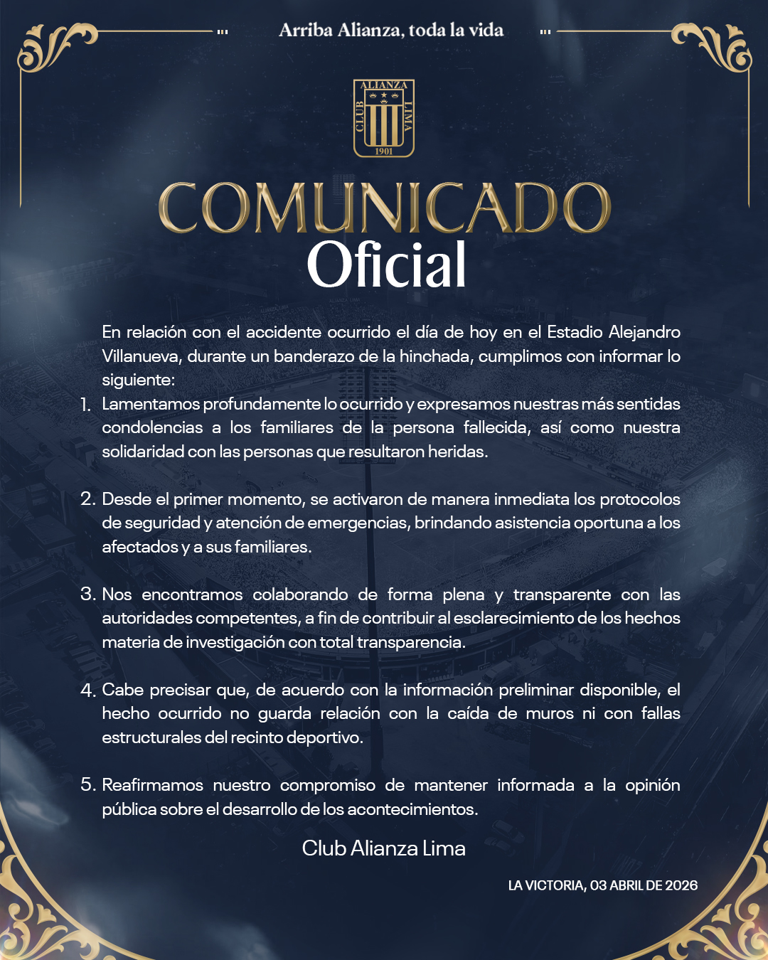 Comunicado de Alianza Lima